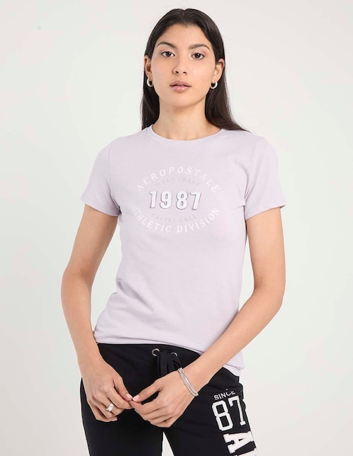 Playera manga corta cuello redondo para mujer