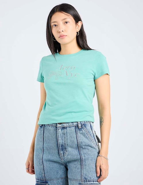 Playera manga corta cuello redondo para mujer 1