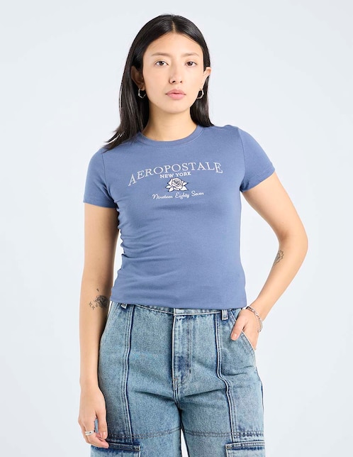 Playera manga corta cuello redondo para mujer 1