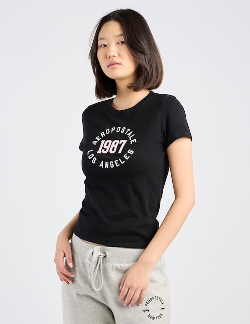 Playera manga corta cuello redondo para mujer 1