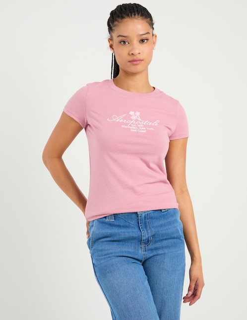 Playera manga corta cuello redondo para mujer 1