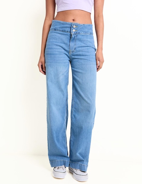 Jeans wide leg Aéropostale corte cintura alta para mujer Liverpool