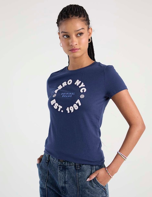 Playera manga corta cuello redondo para mujer 1