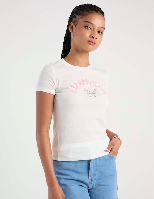 Playera manga corta cuello redondo para mujer 1