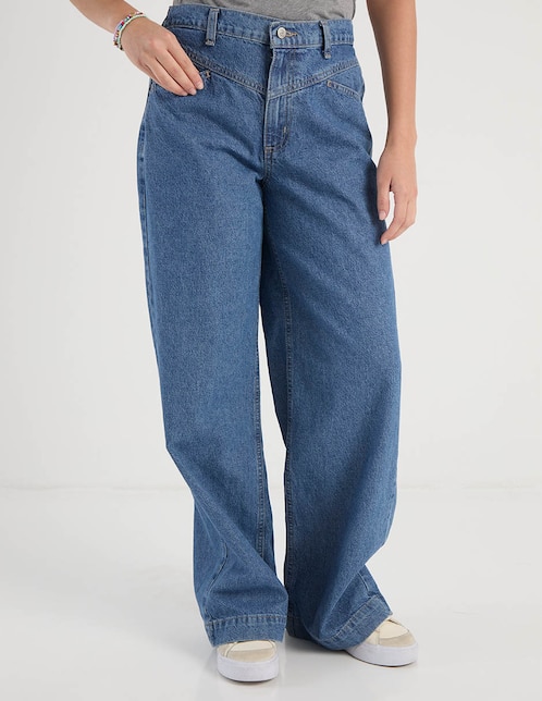 Jeans relaxed wide leg corte cintura Aéropostale para mujer