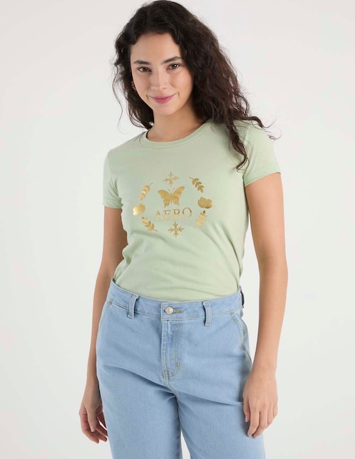 Playera manga corta Classic Crew cuello redondo para mujer 1