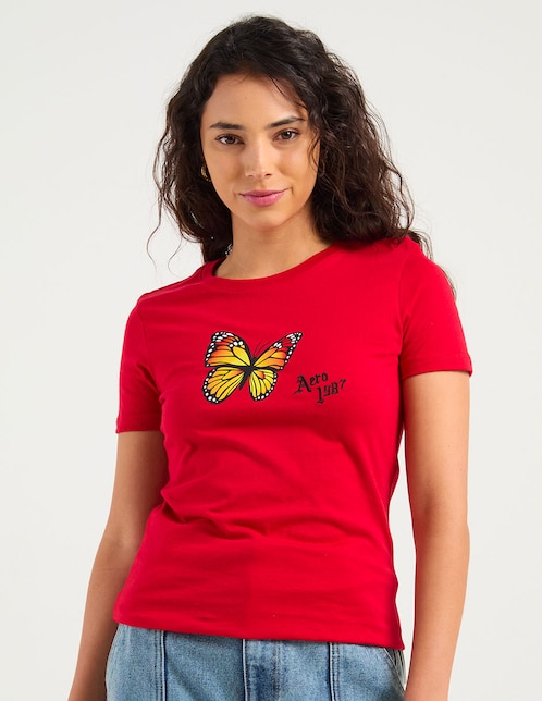 Playera manga corta cuello redondo para mujer 1