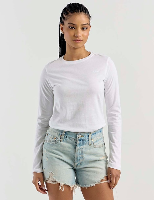 Playera manga larga cuello redondo para mujer 1