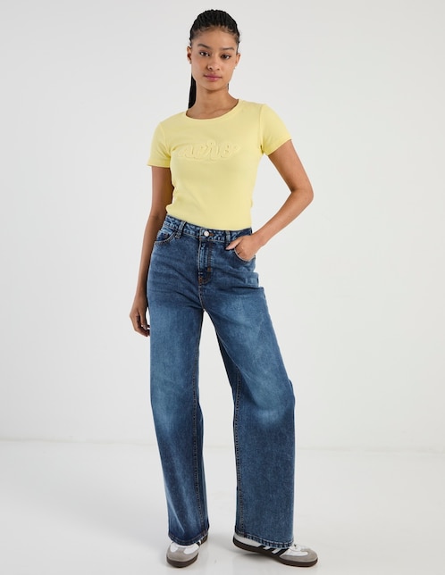 Jeans wide leg cintura alta Aéropostale para mujer