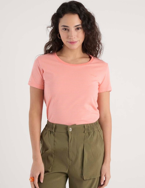 Playera manga corta cuello redondo para mujer 1