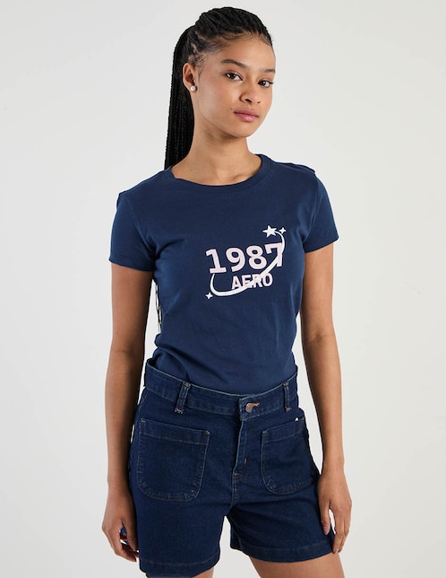 Playera manga corta cuello redondo para mujer 1
