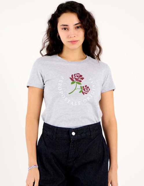 Playera manga corta cuello redondo para mujer 1