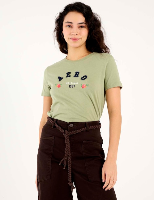 Playera manga corta cuello redondo para mujer 1