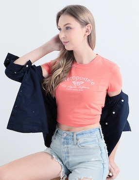 Playera Manga Corta Aéropostale Cuello Redondo Para Mujer