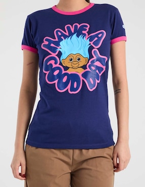 Playera manga corta Aéropostale Good Luck Trolls cuello redondo para mujer