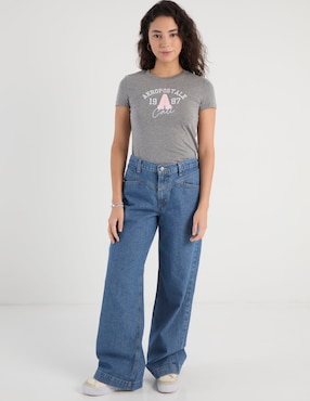 Jeans relaxed wide leg corte cintura Aéropostale para mujer