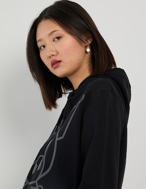 Sudadera con capucha y bolsa Hello Kitty Kuromi para mujer