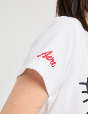 Playera manga corta Hello Kitty cuello redondo para mujer