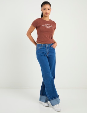 Jeans wide leg a la cintura Aéropostale para mujer
