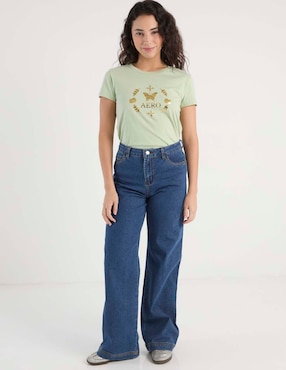 Jeans wide leg a la cintura Aéropostale para mujer