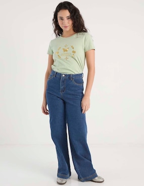 Jeans wide leg a la cintura Aéropostale para mujer