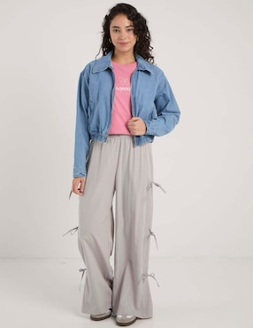 Chamarra bomber Aéropostale de mezclilla para mujer