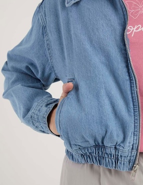 Chamarra bomber Aéropostale de mezclilla para mujer