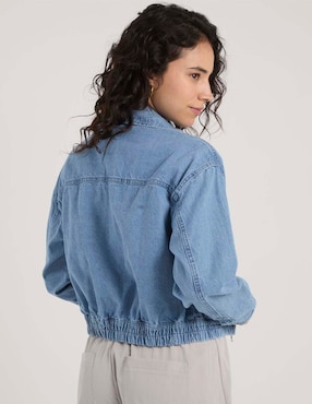 Chamarra bomber Aéropostale de mezclilla para mujer
