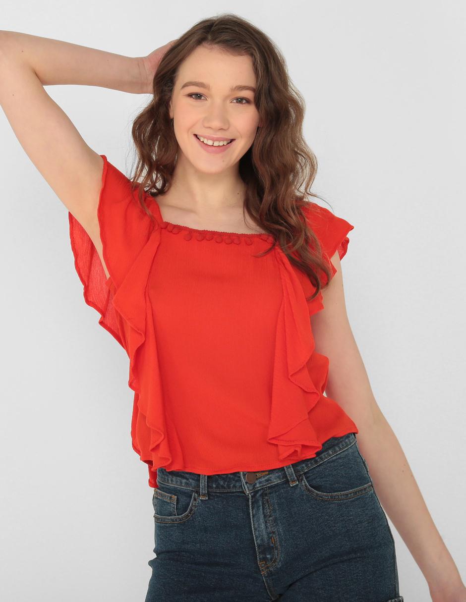 blusa de tirantes con olanes