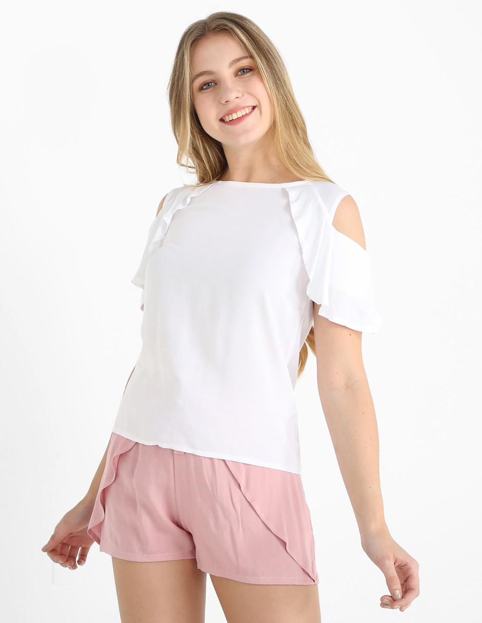 Blusa Aéropostale blanca con olán en Liverpool