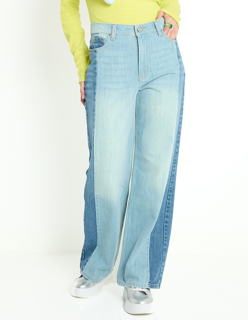 Jeans wide leg corte cintura para mujer 1