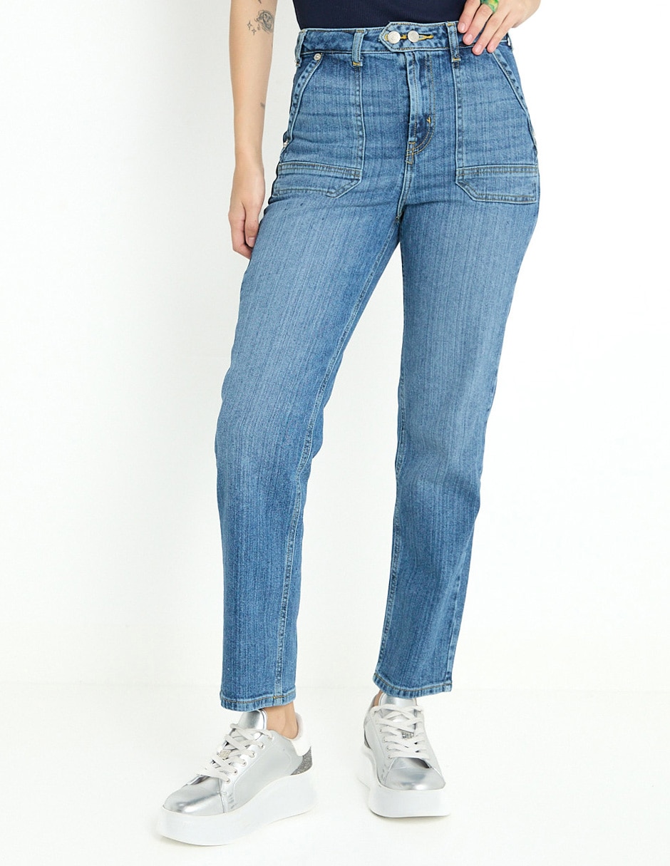 Jeans straight corte cintura alta para mujer Jeans straight corte cintura alta para mujer