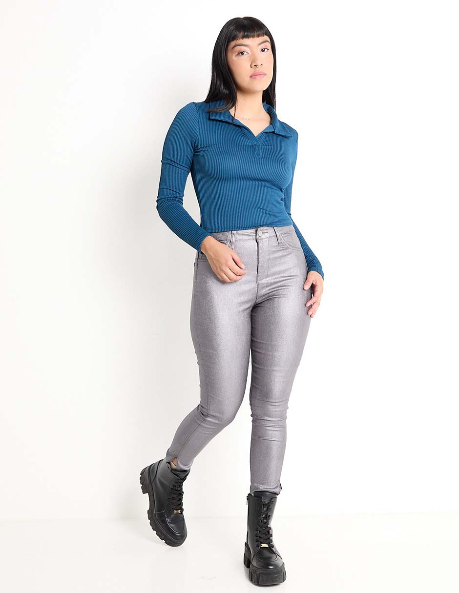 Jeans skinny corte cintura para mujer