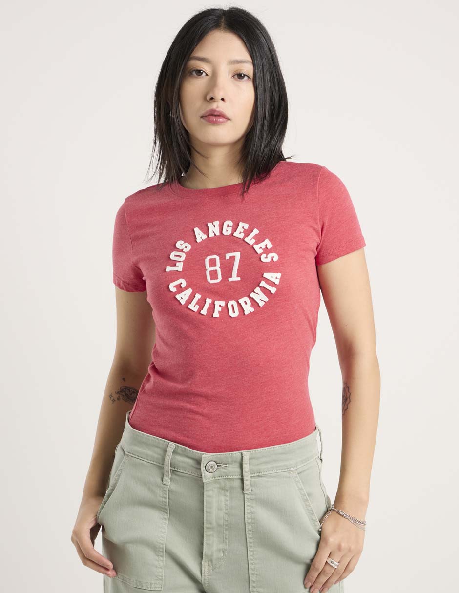 Playera manga corta cuello redondo para mujer