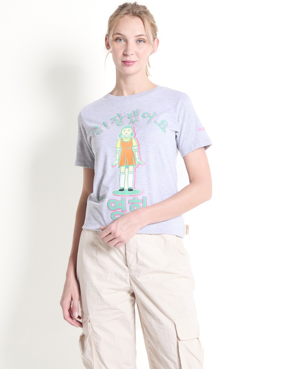 Playera manga corta Squid Game cuello redondo para mujer