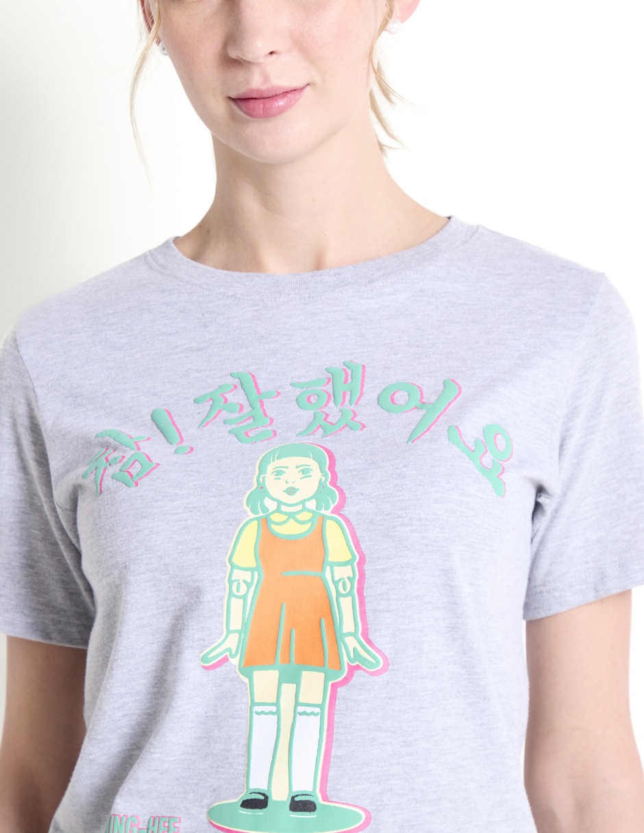 Playera manga corta Squid Game cuello redondo para mujer 4