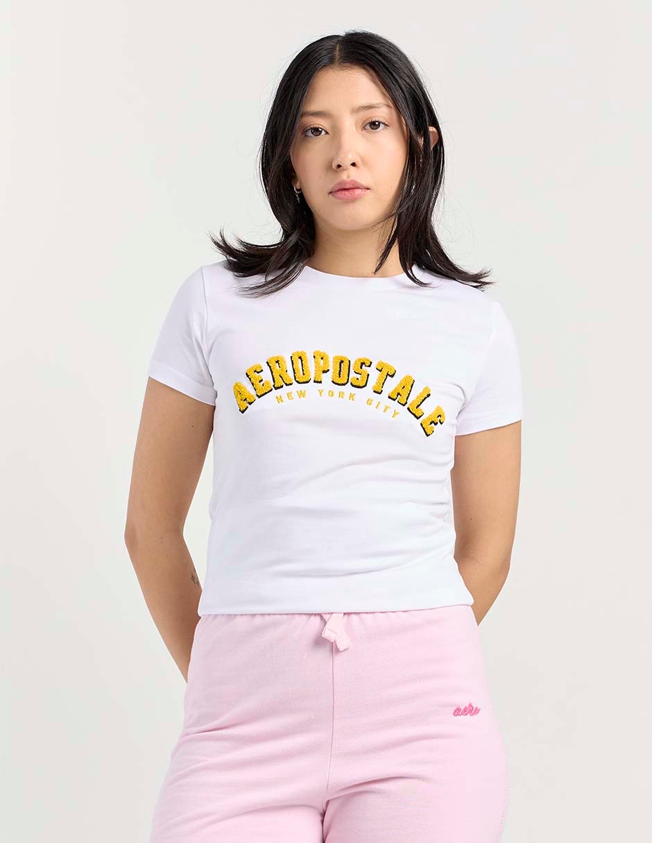 Playera manga corta cuello redondo para mujer