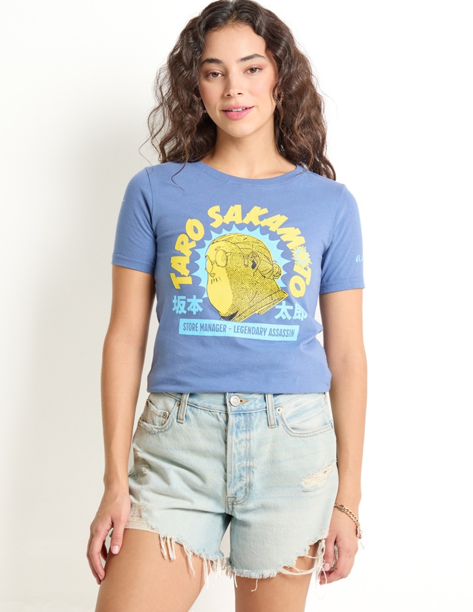 Playera manga corta Taro Sakamoto cuello redondo para mujer Playera manga corta Taro Sakamoto cuello redondo para mujer