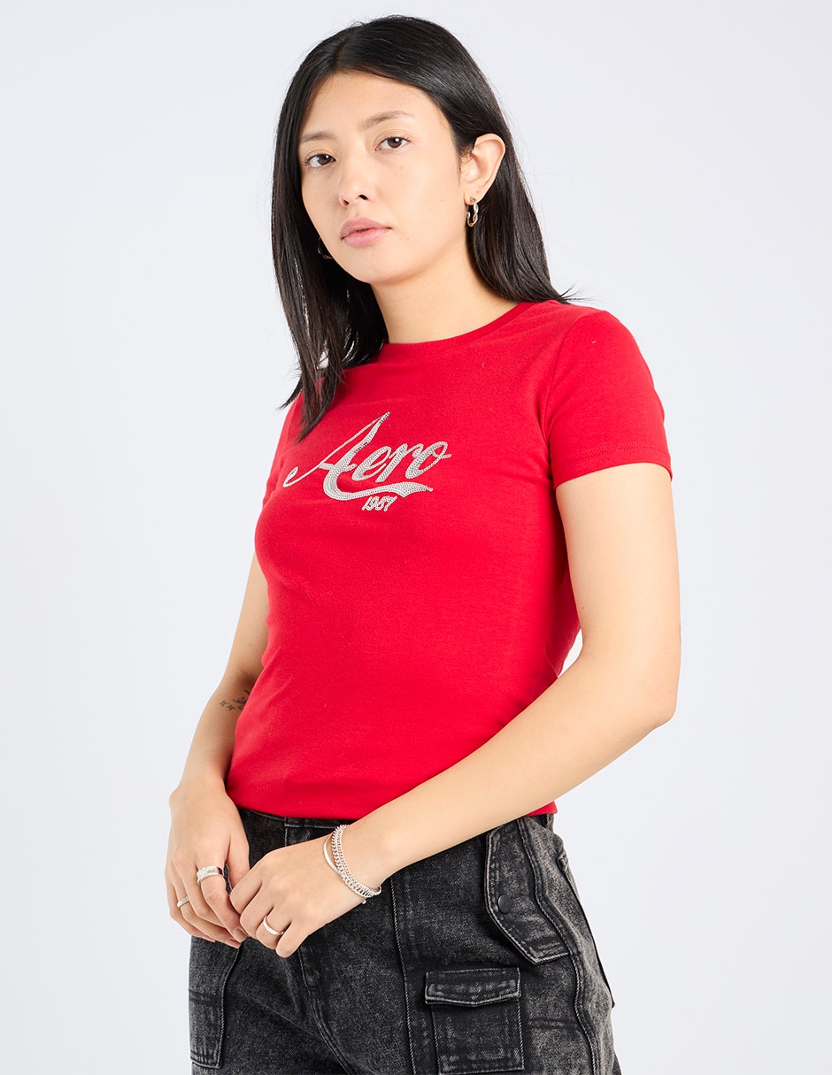 Playera manga corta cuello redondo para mujer