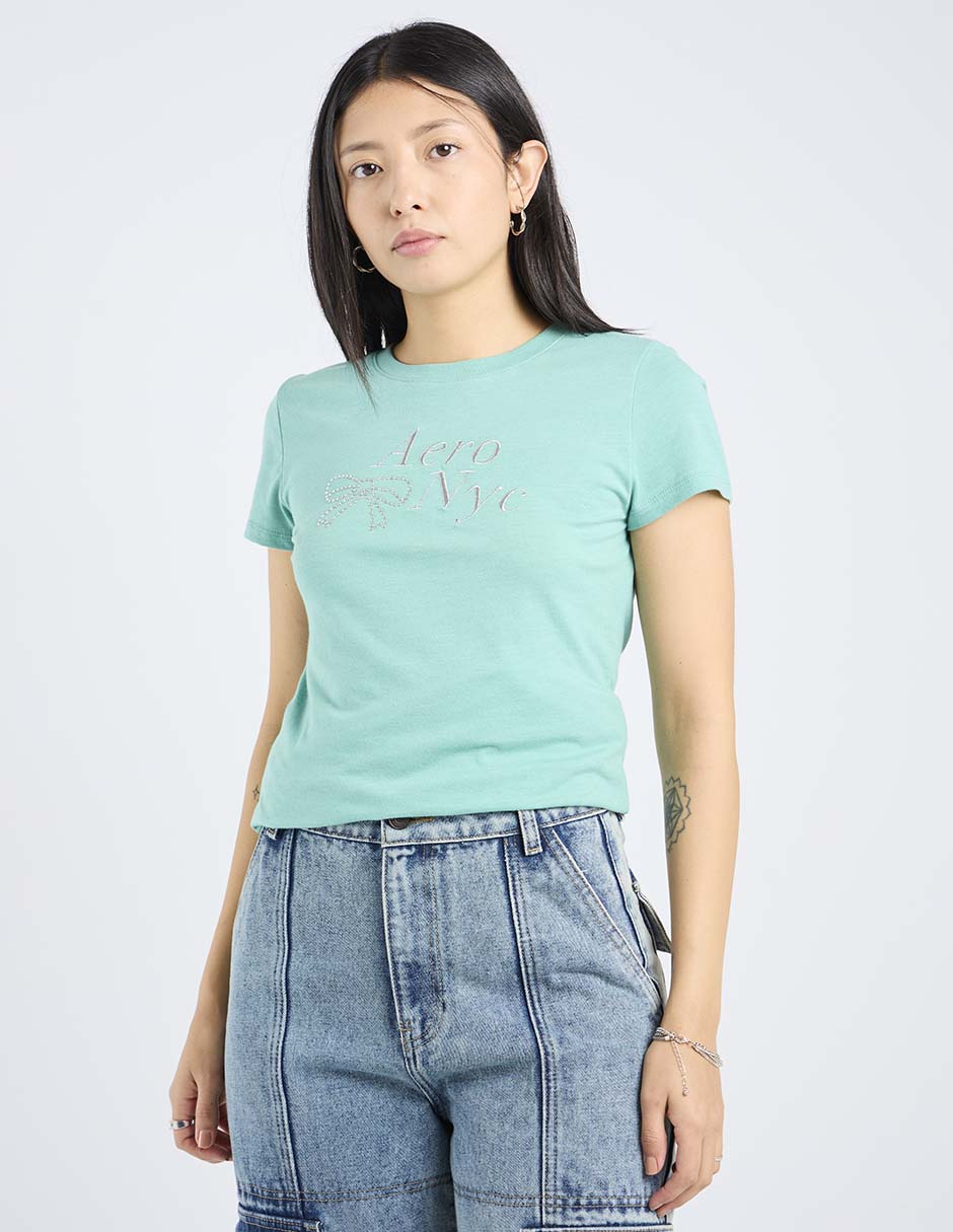 Playera manga corta cuello redondo para mujer
