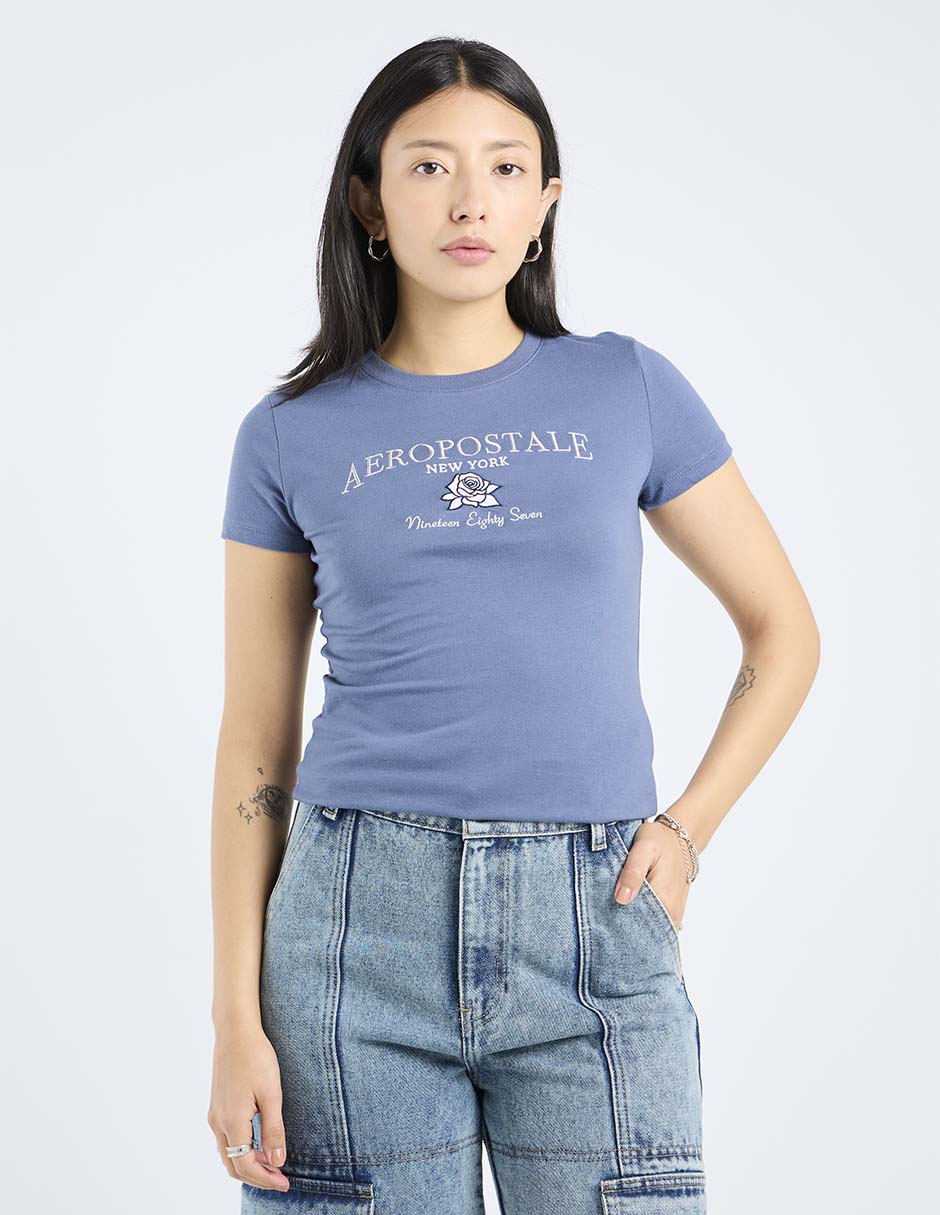 Playera manga corta cuello redondo para mujer