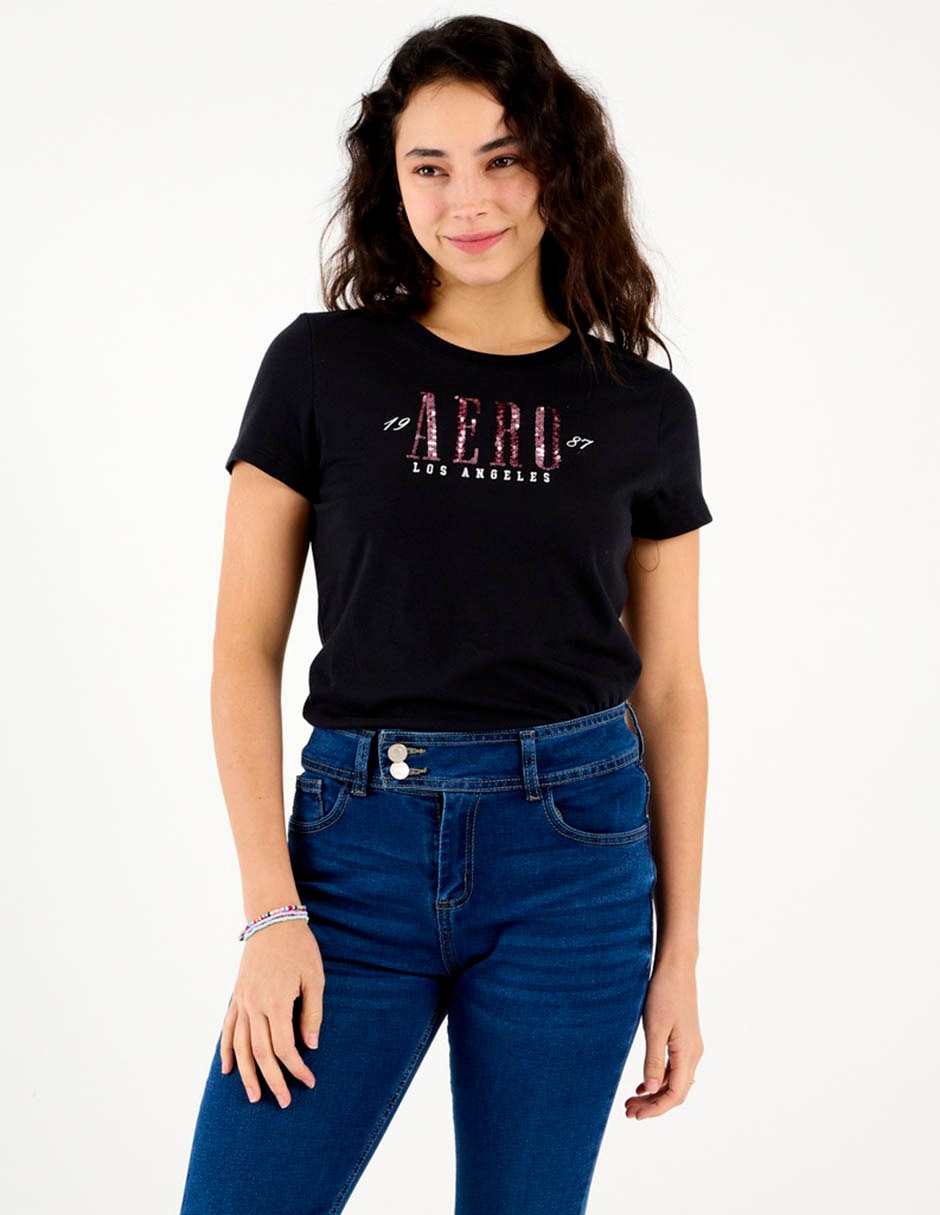 Playera manga corta cuello redondo para mujer