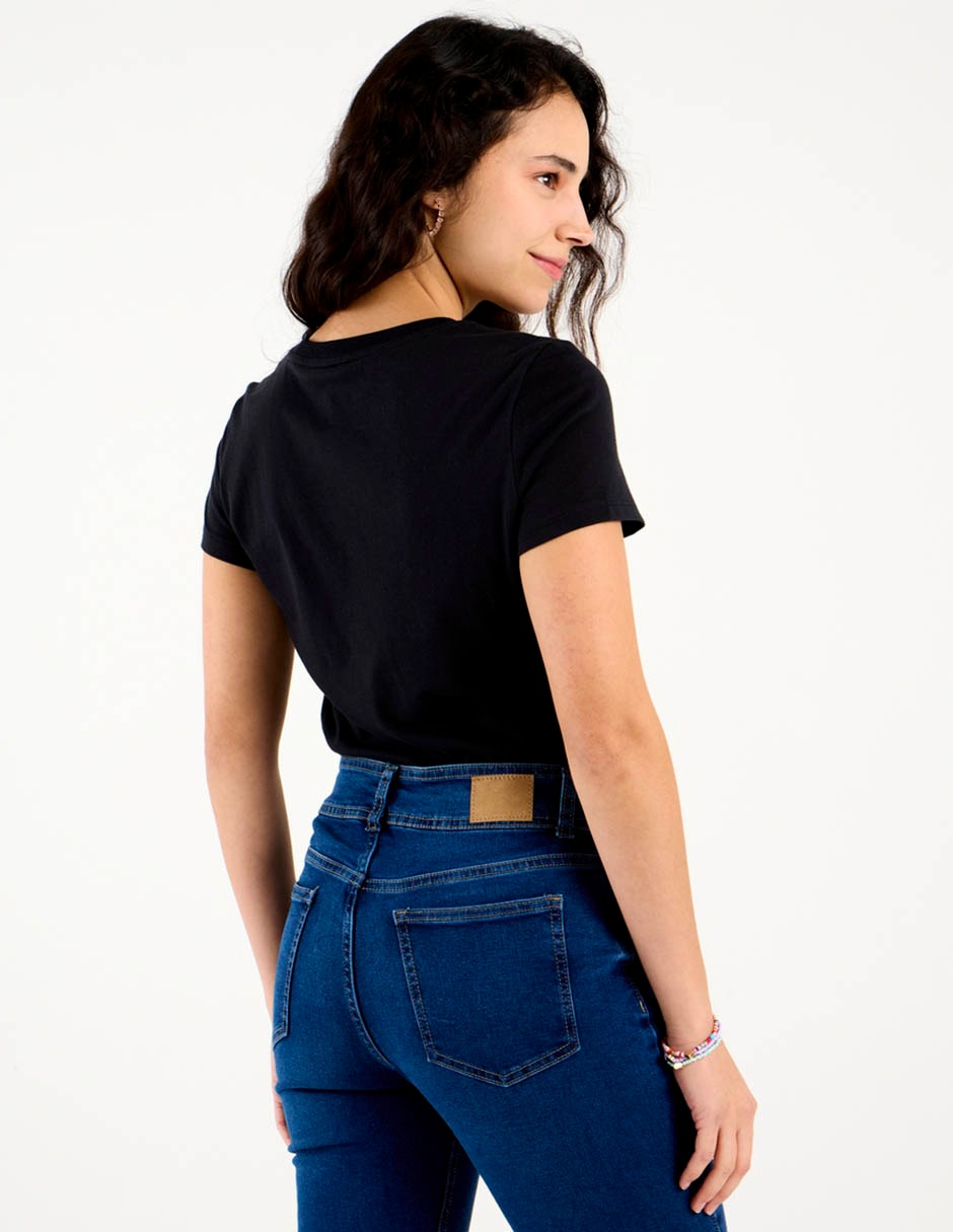 Playera manga corta cuello redondo para mujer 6