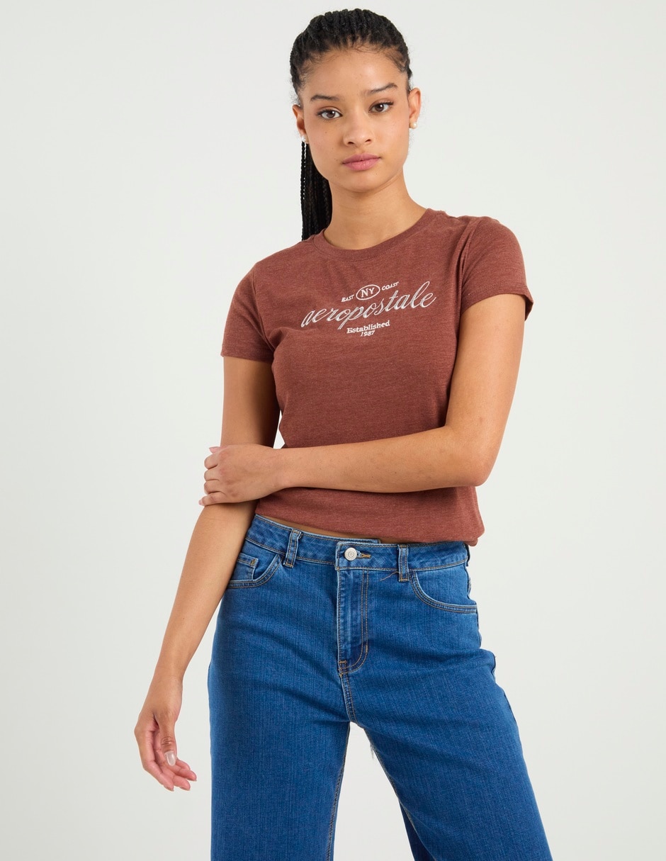 Playera manga corta cuello redondo para mujer