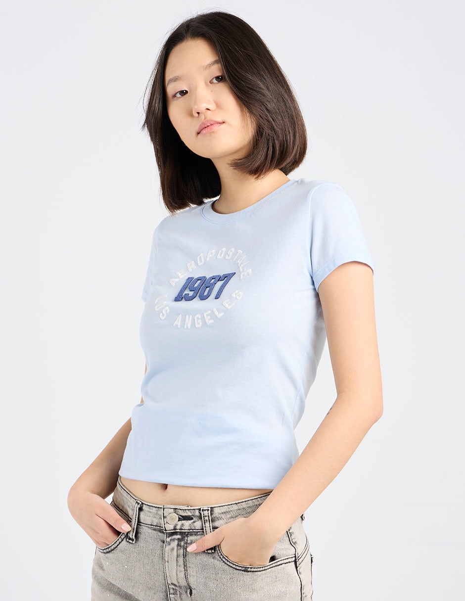 Playera manga corta cuello redondo para mujer