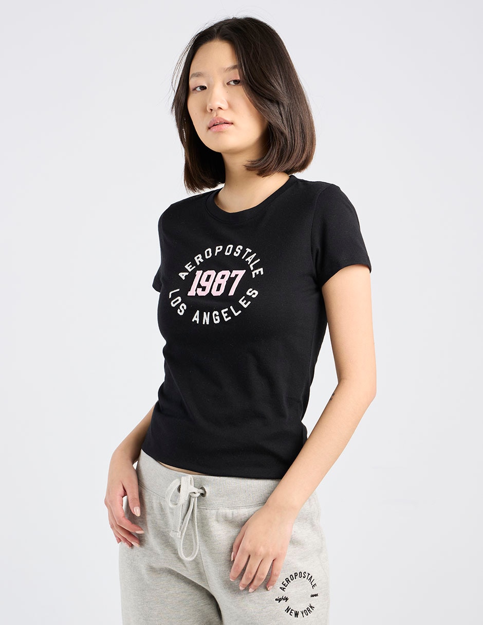 Playera manga corta cuello redondo para mujer