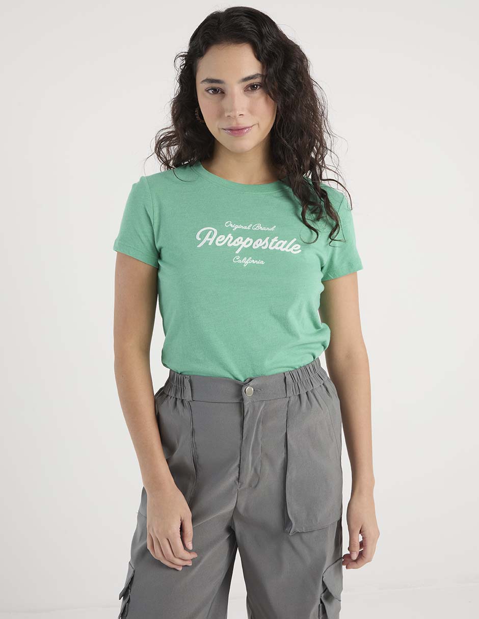 Playera manga corta cuello redondo para mujer
