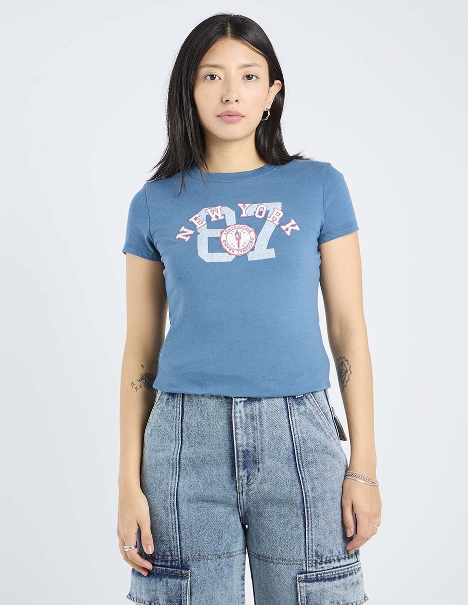 Playera manga corta cuello redondo para mujer