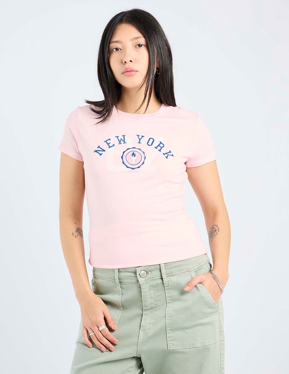 Playera manga corta cuello redondo para mujer