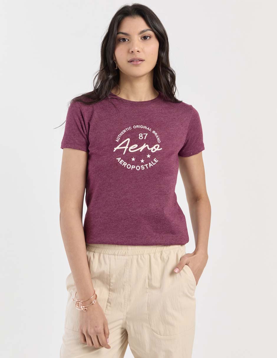 Playera manga corta Aéropostale Aero'87 cuello redondo para mujer